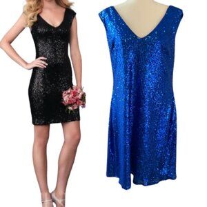 NWT Christina Wu Celebration Sequin Bridesmaid Dress Royal Blue Size 22